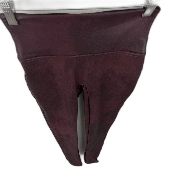 SPANX Burgundy Faux Leather Leggings Size Small - Picture 13 of 16
